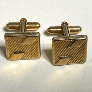 VTG Gold Tone Square Shaped Ribbon Style Cuff Links Retro Gift